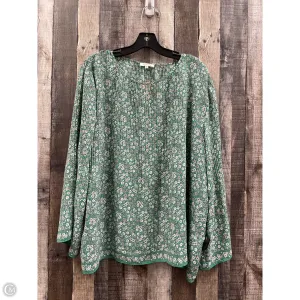 Top Long Sleeve By Max Studio In Green & White, Size: 1x