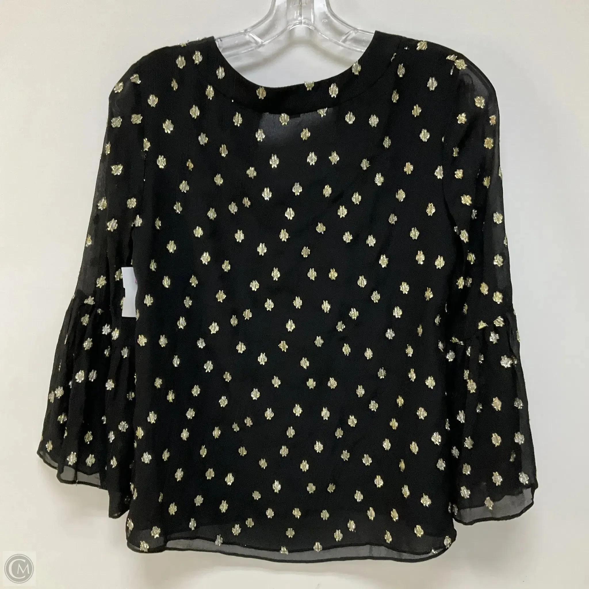 Top Long Sleeve Designer By Lilly Pulitzer In Black & Gold, Size: Xs