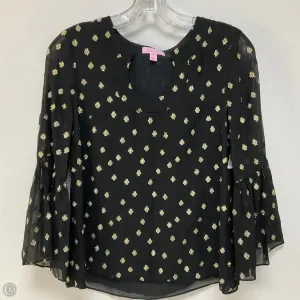 Top Long Sleeve Designer By Lilly Pulitzer In Black & Gold, Size: Xs