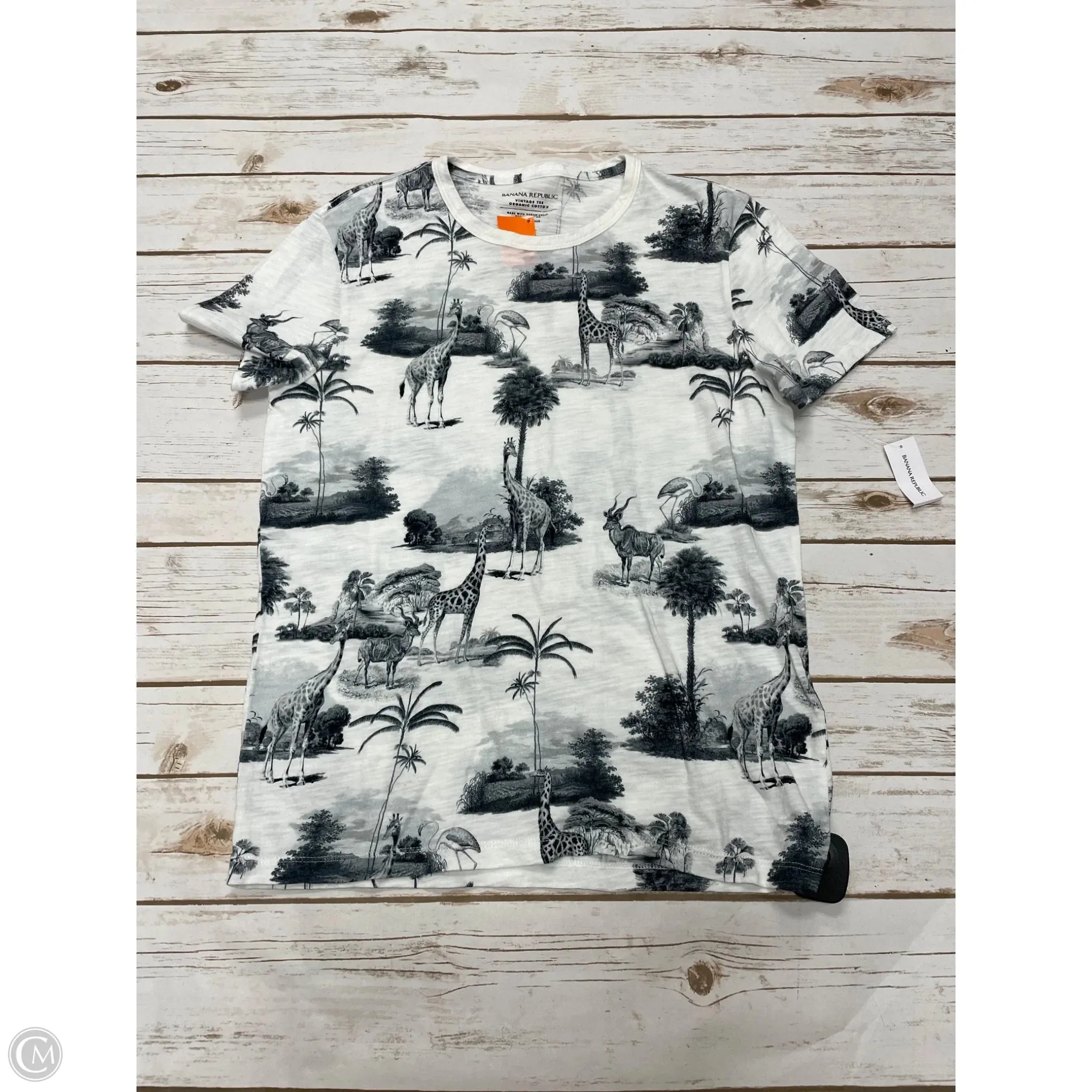Top Short Sleeve By Banana Republic In Blue & White, Size: Xs