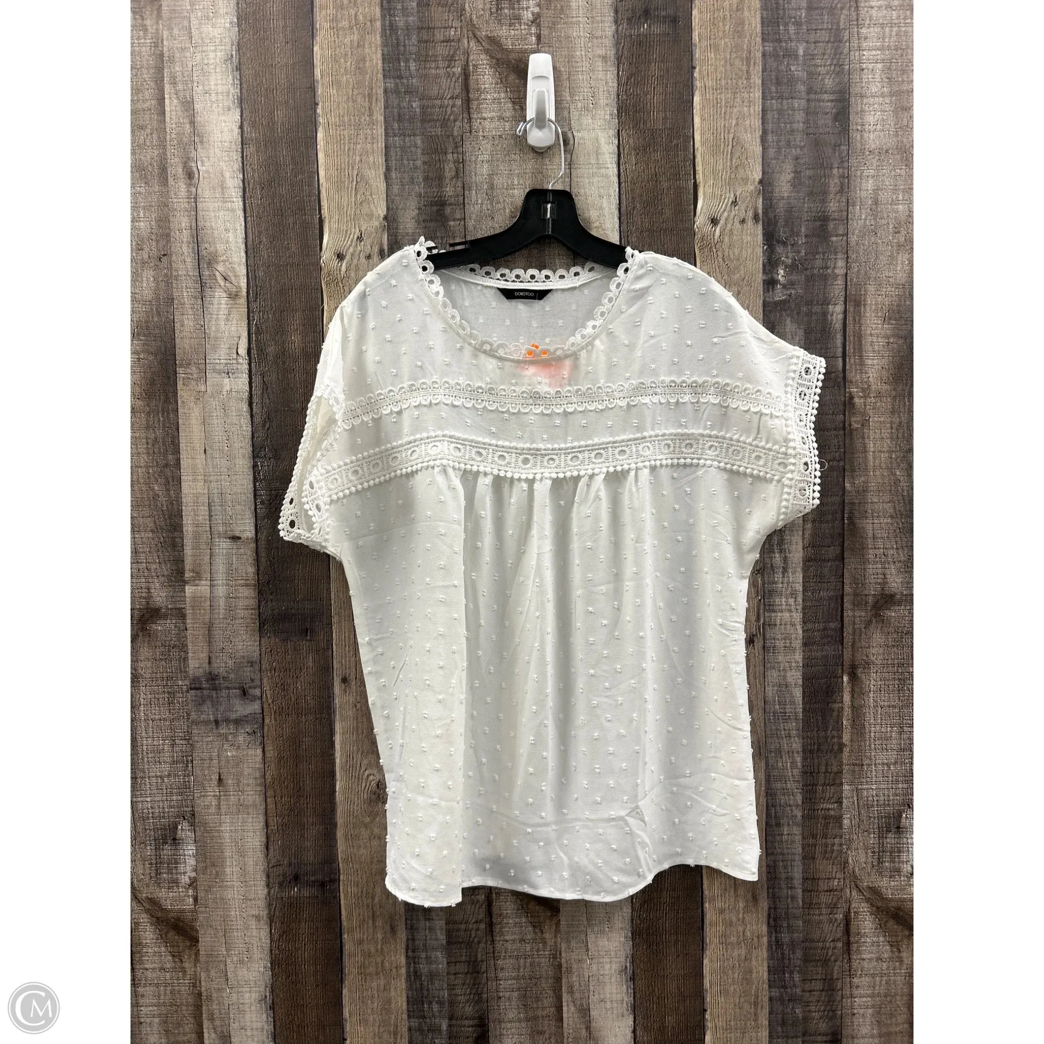 Top Short Sleeve By Cme In White, Size: L
