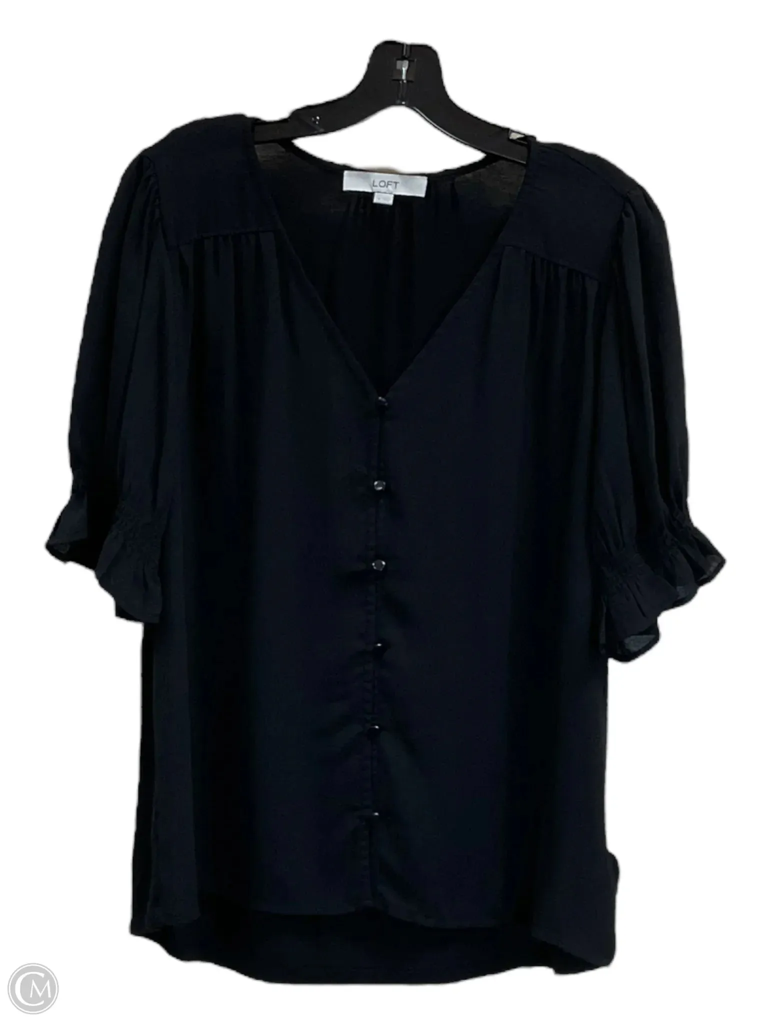 Top Short Sleeve By Loft In Black, Size: M