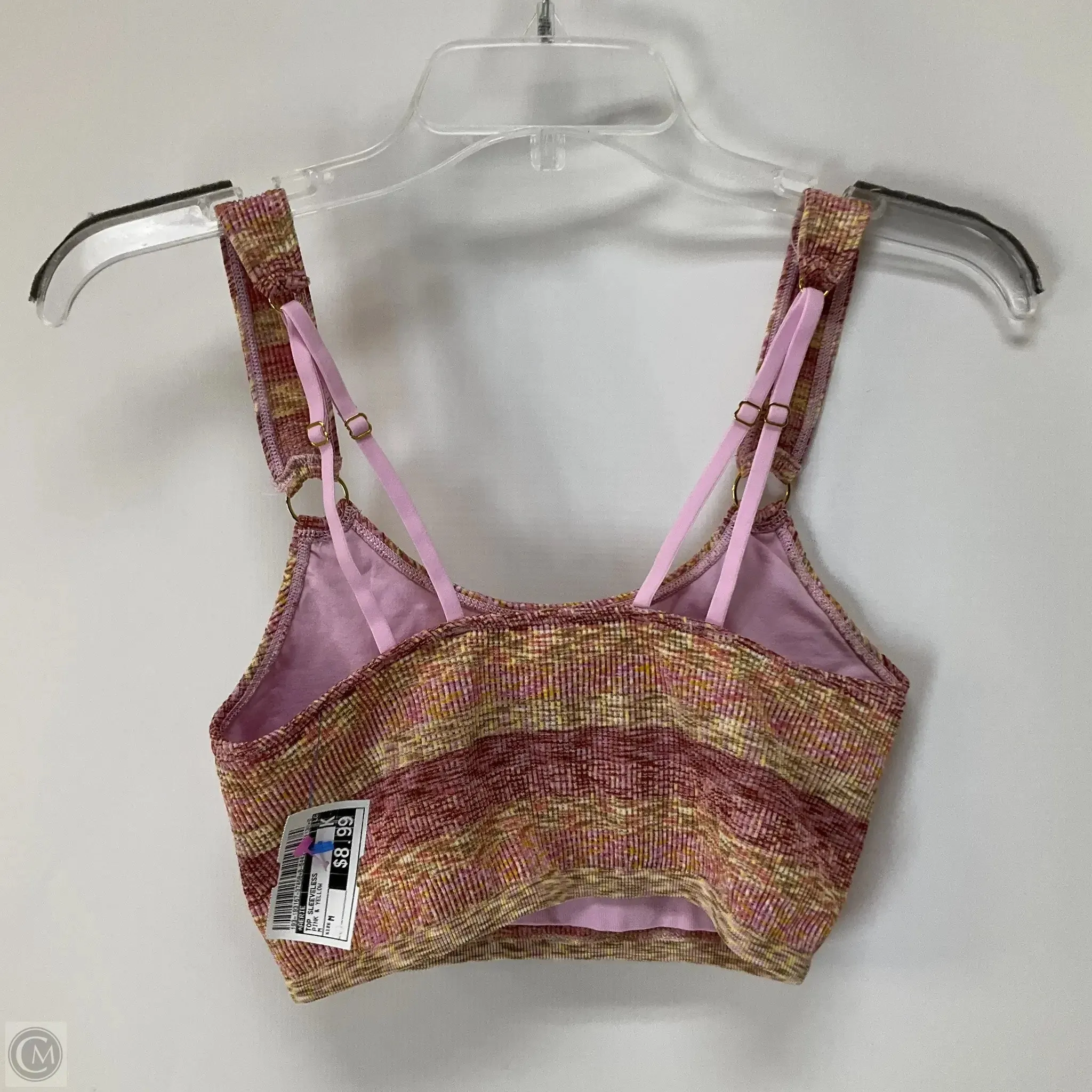 Top Sleeveless By Aerie In Pink & Yellow, Size: M