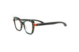Toronto Cat Eye Orange/ Blue/ Black Wood Reading Glasses