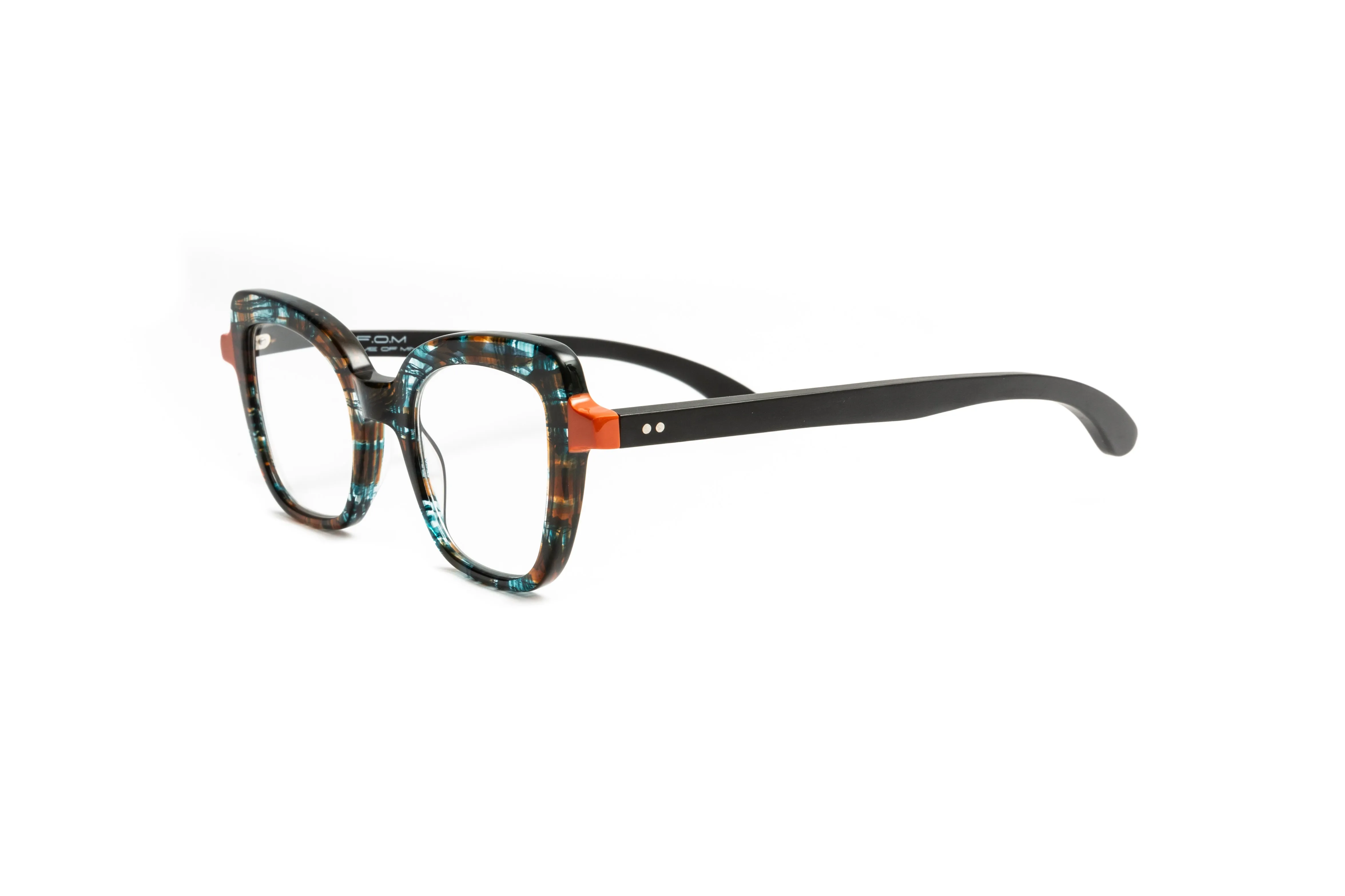 Toronto Cat Eye Orange/ Blue/ Black Wood Reading Glasses