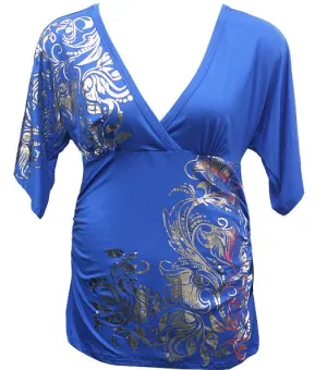 Trendy Kimono Blue Blouse