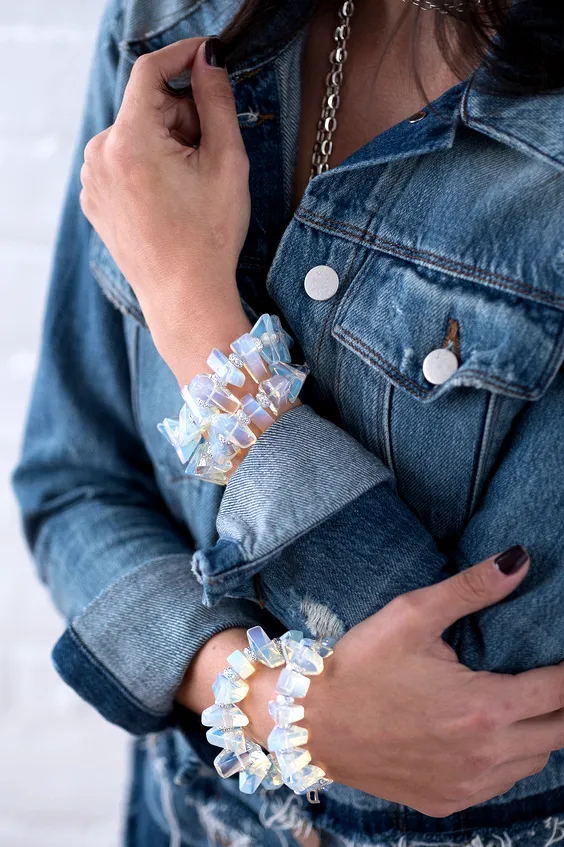 Triangle Opalite Beach Glass Bracelet