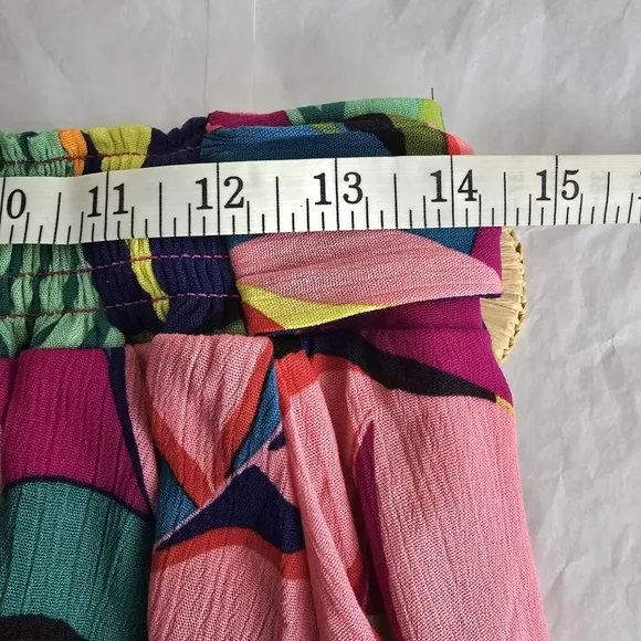 Trina Turk Women Sz L Skort Rainforest elastic waist adjust belt tassel LAST ONE