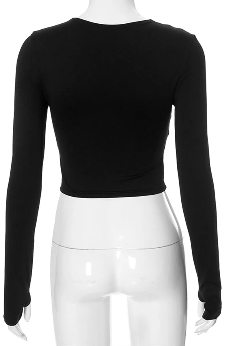 TS3265 Cutout Long Sleeve Shirt Top