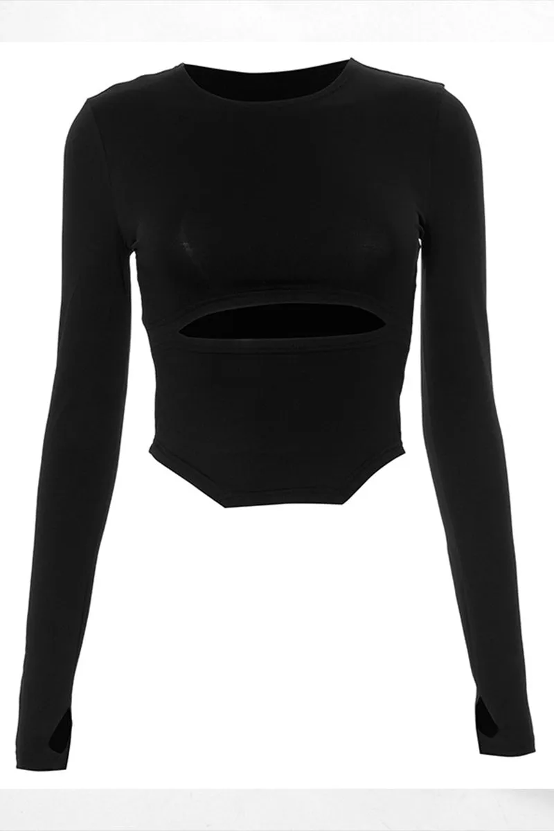 TS3265 Cutout Long Sleeve Shirt Top