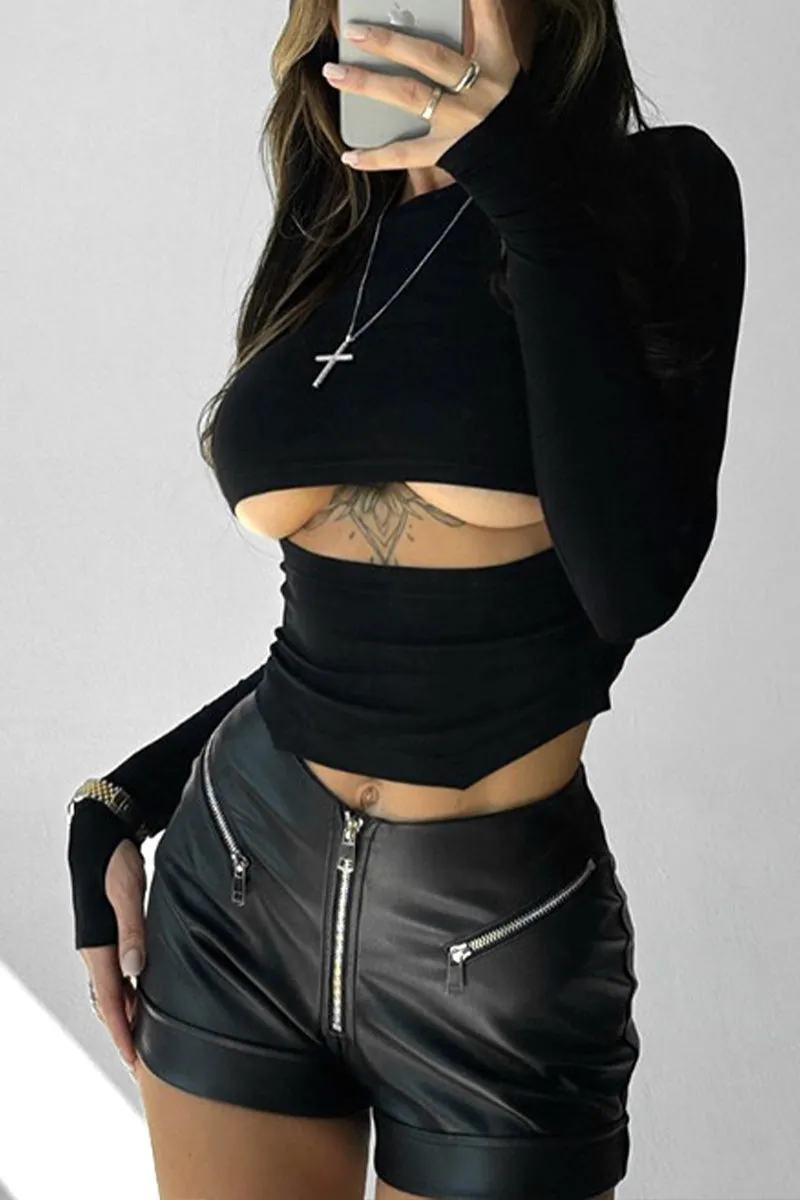 TS3265 Cutout Long Sleeve Shirt Top