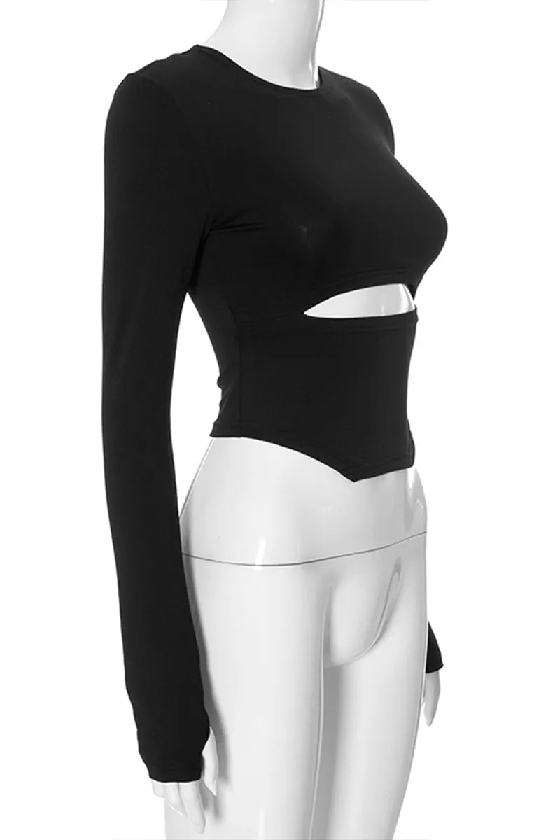 TS3265 Cutout Long Sleeve Shirt Top