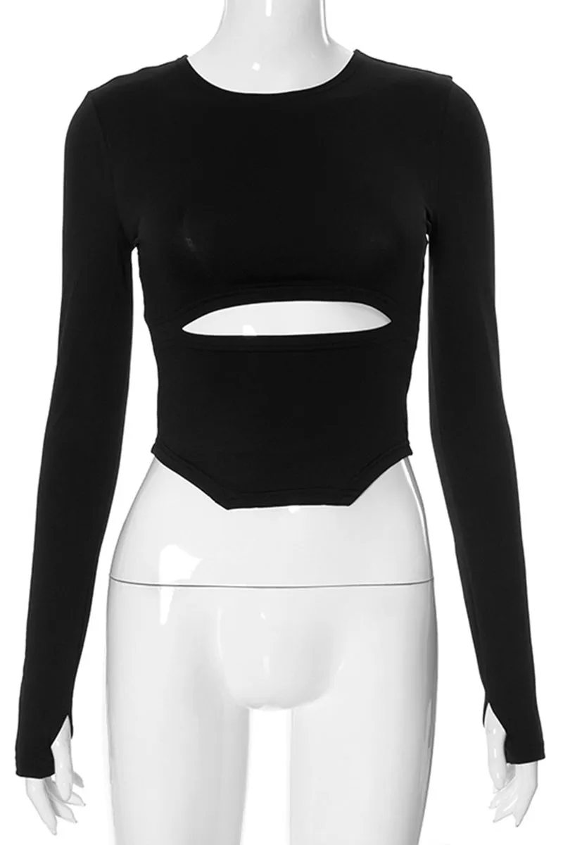TS3265 Cutout Long Sleeve Shirt Top