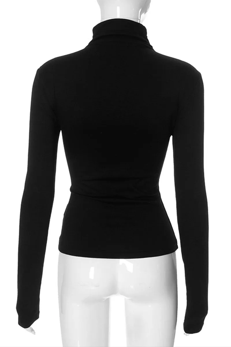 TS3266 Turtle Neck Basic Shirt Top