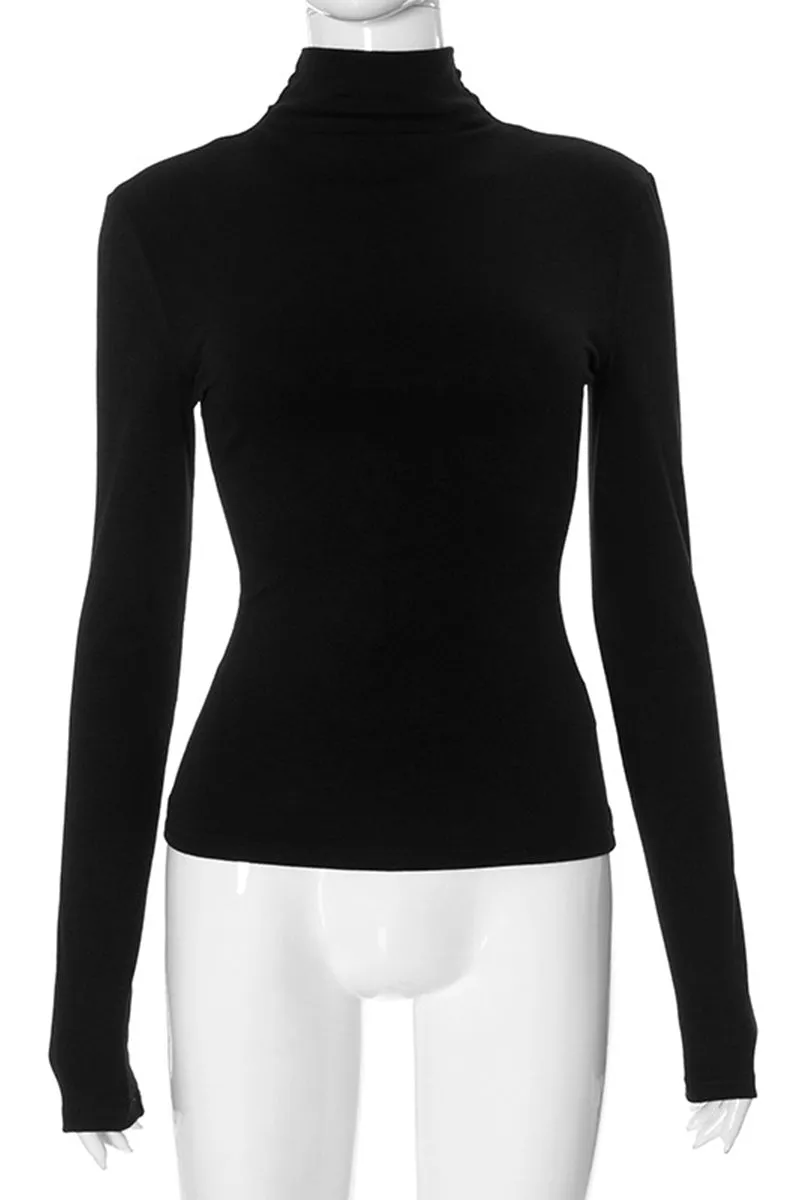 TS3266 Turtle Neck Basic Shirt Top
