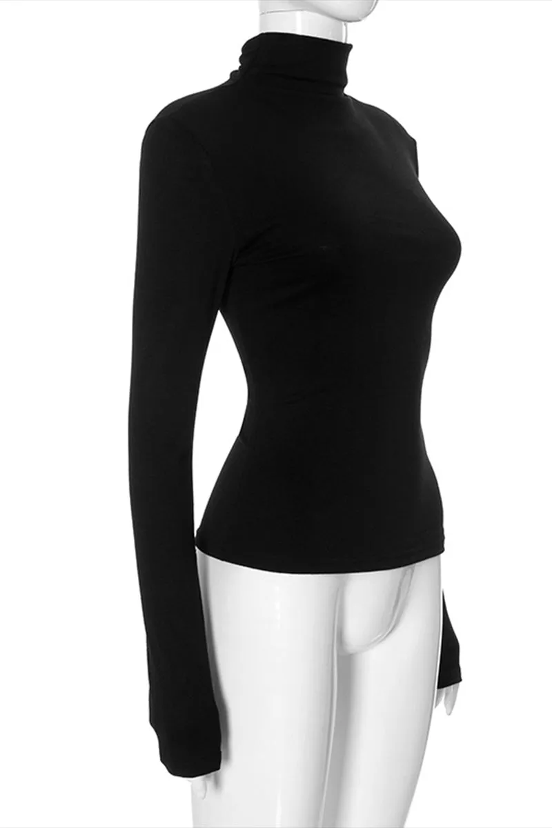 TS3266 Turtle Neck Basic Shirt Top