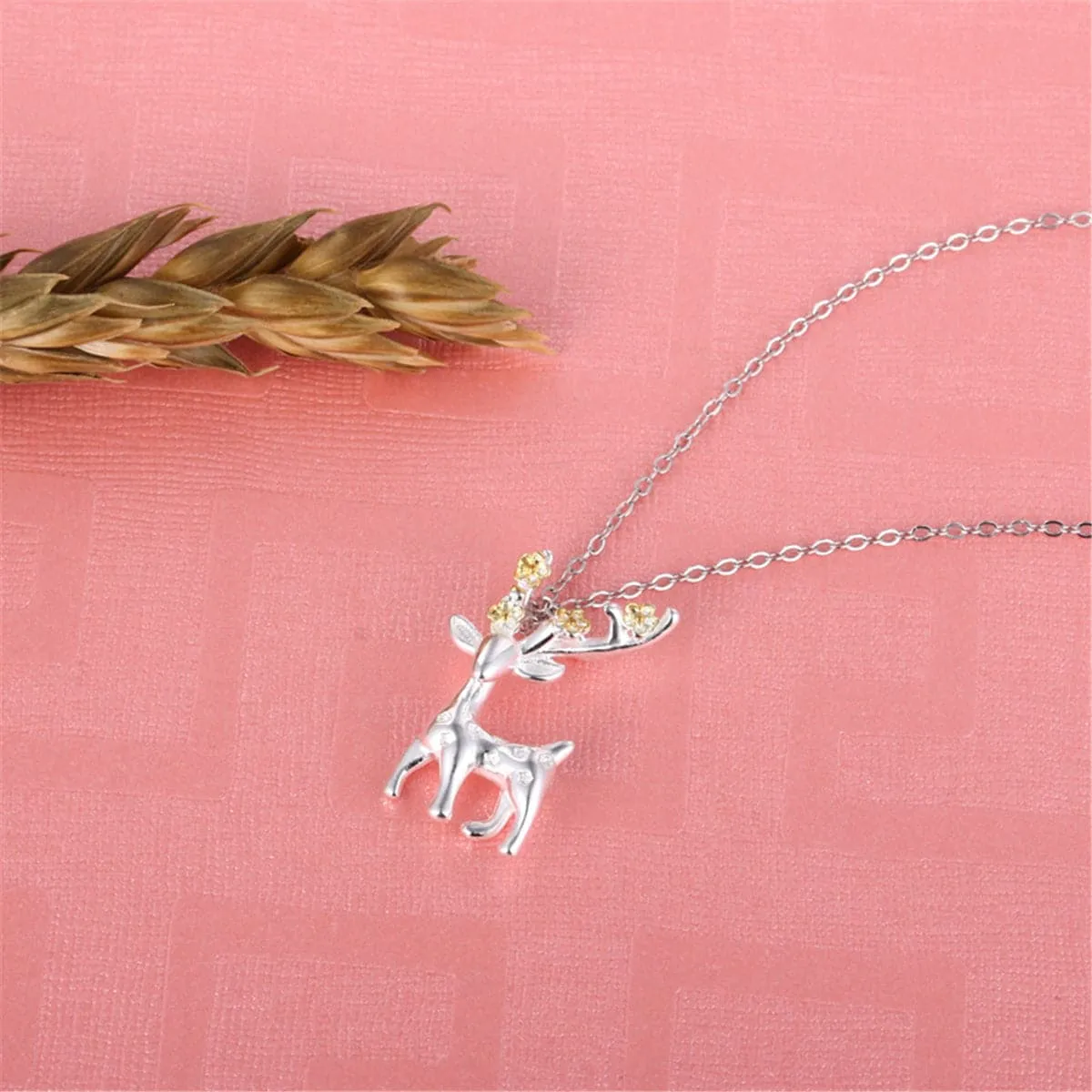 Two-Tone Deer Pendant Necklace