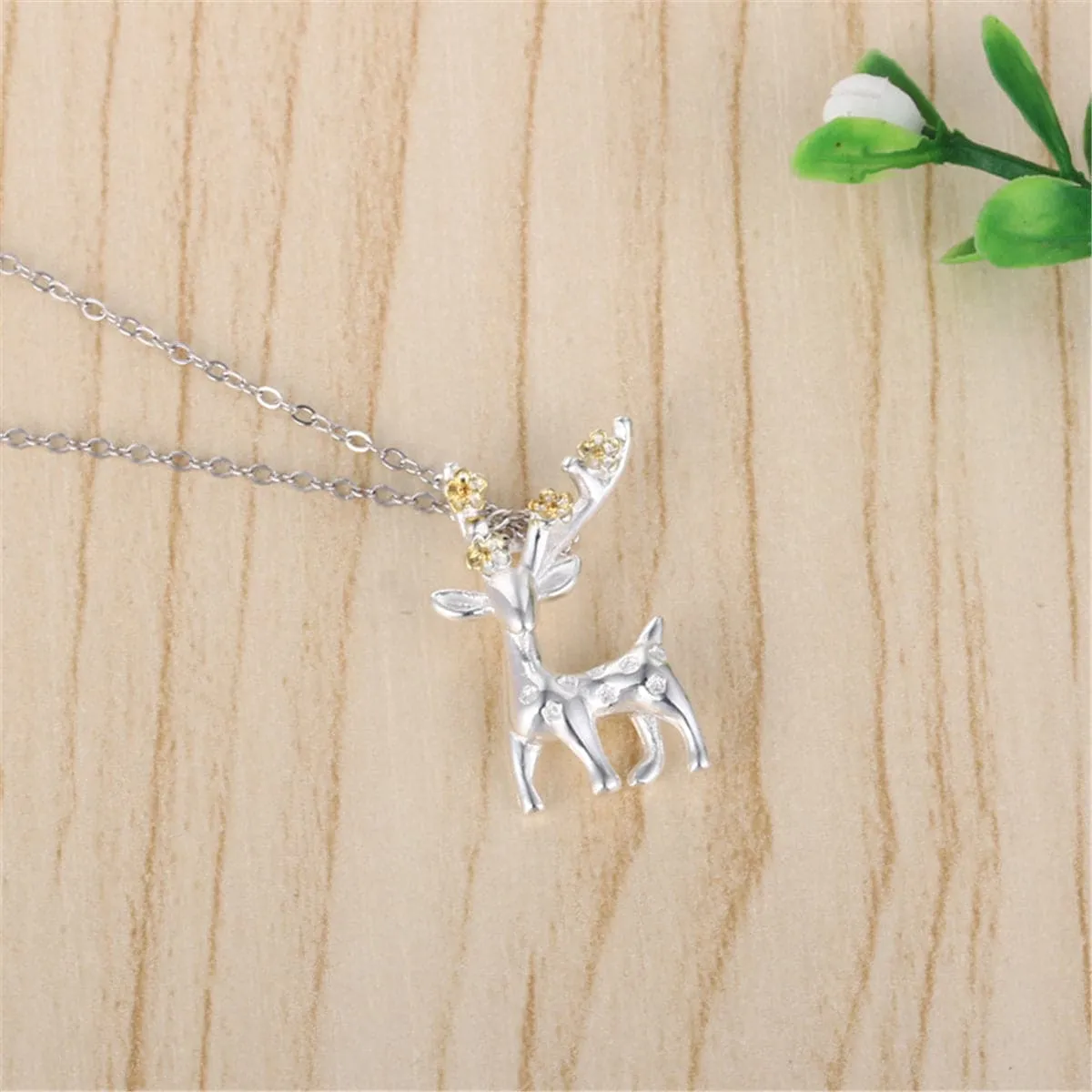 Two-Tone Deer Pendant Necklace