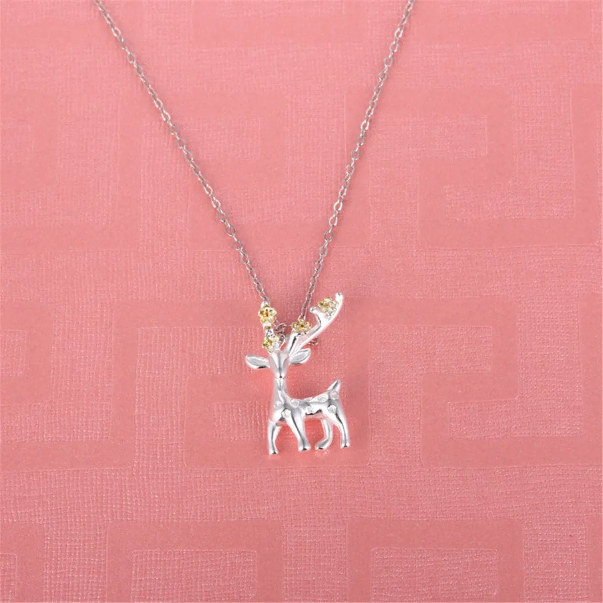 Two-Tone Deer Pendant Necklace