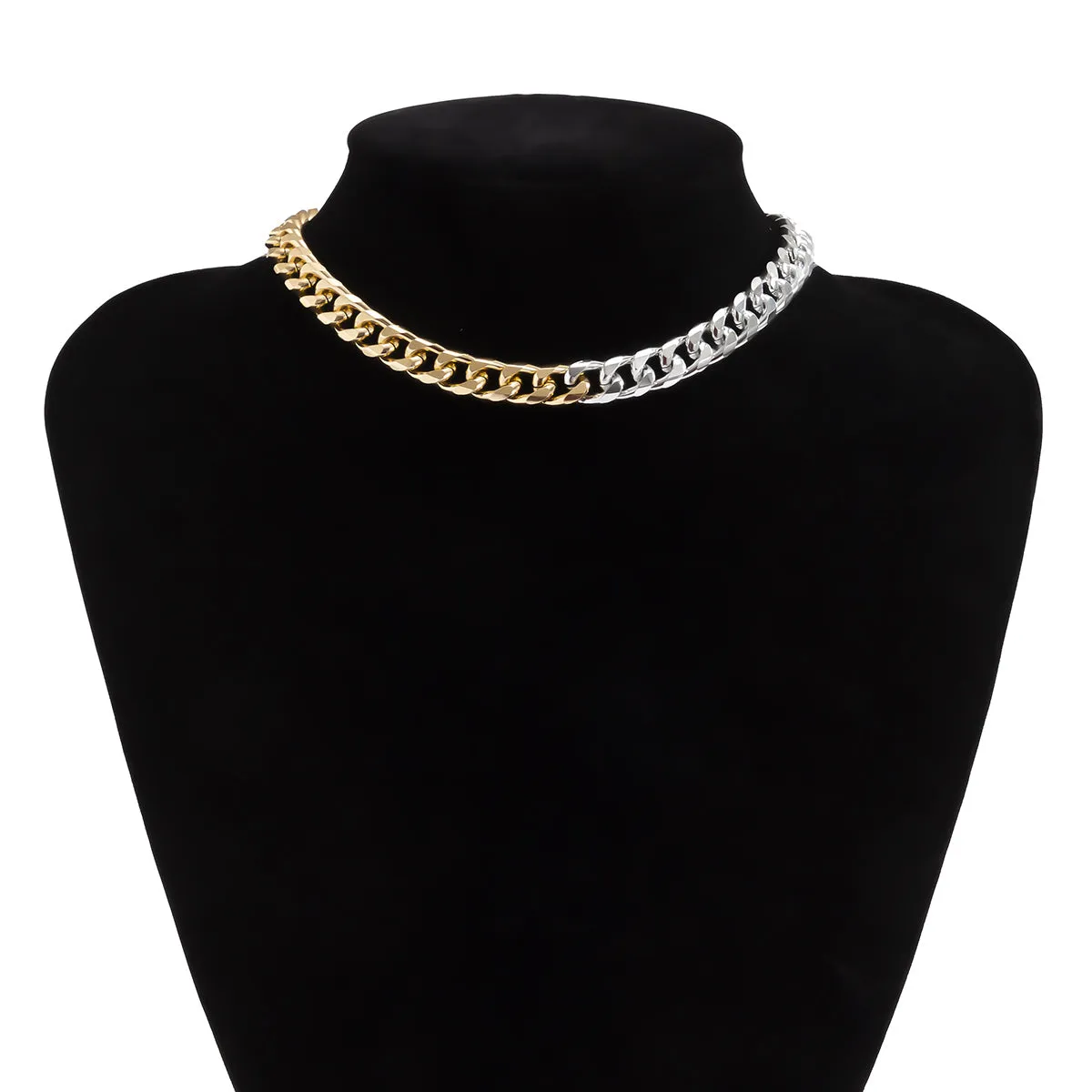 Two Tone Figaro Choker Necklace
