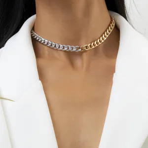 Two Tone Figaro Choker Necklace