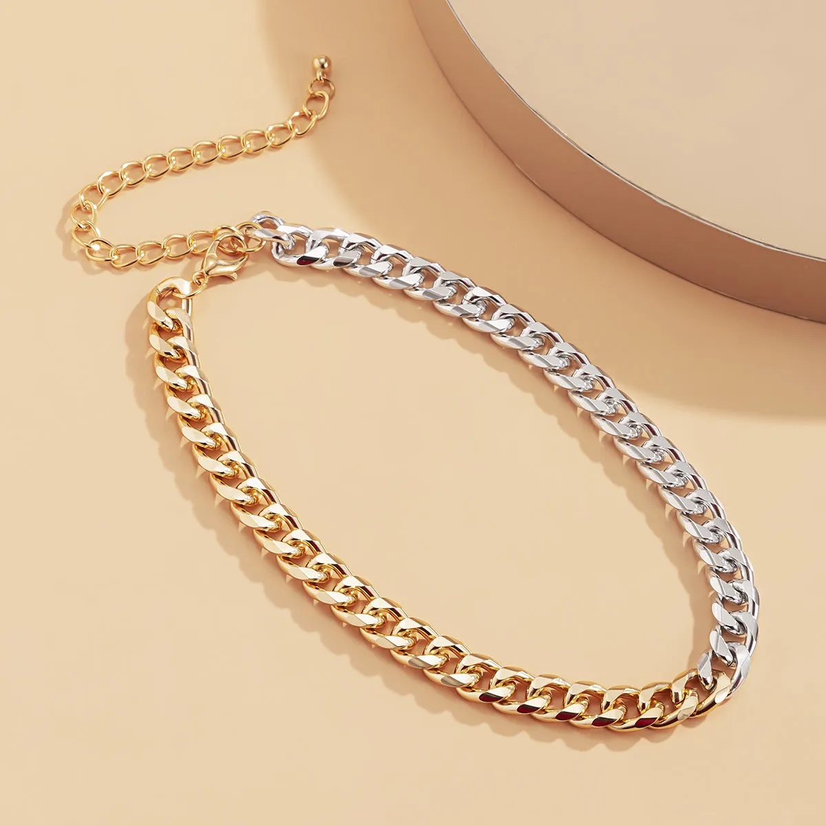 Two Tone Figaro Choker Necklace