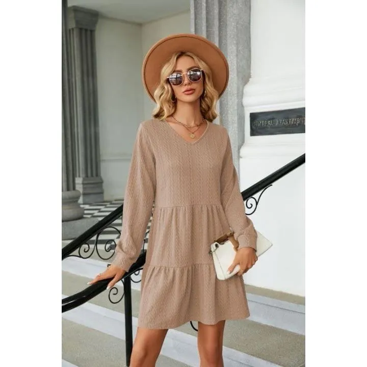 V Neck Tiered Dress
