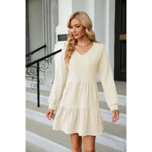V Neck Tiered Dress
