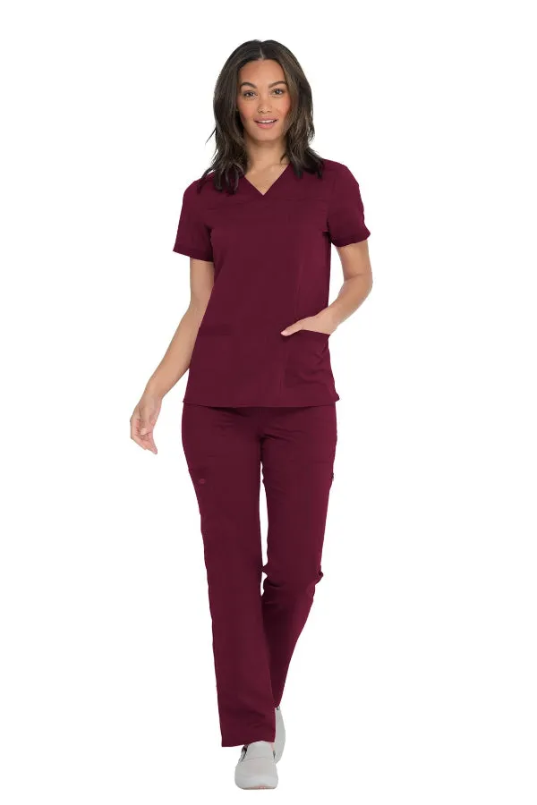 V-Neck Top With Rib Knit Panels
