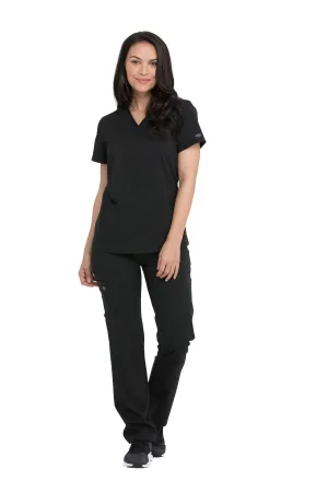 V-Neck Top With Rib Knit Panels