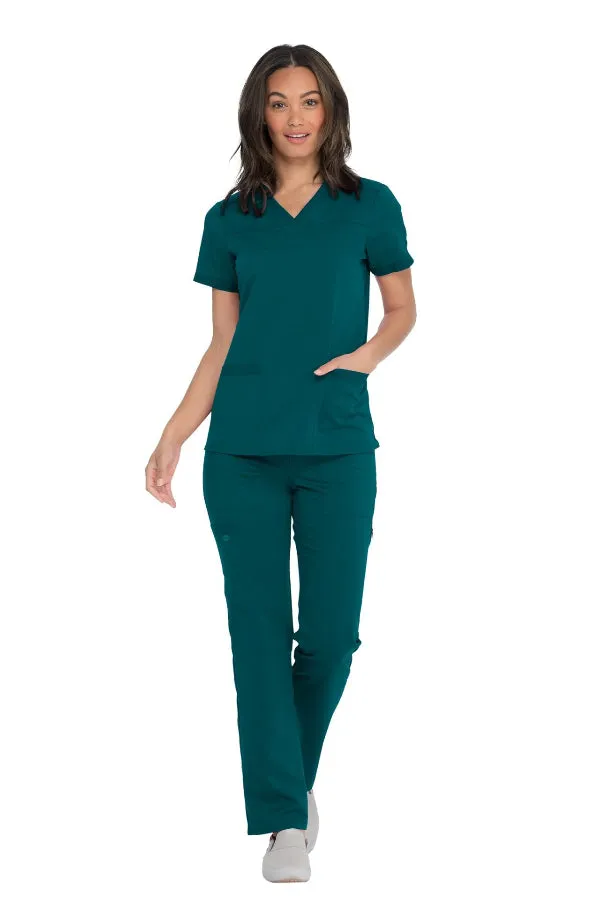 V-Neck Top With Rib Knit Panels