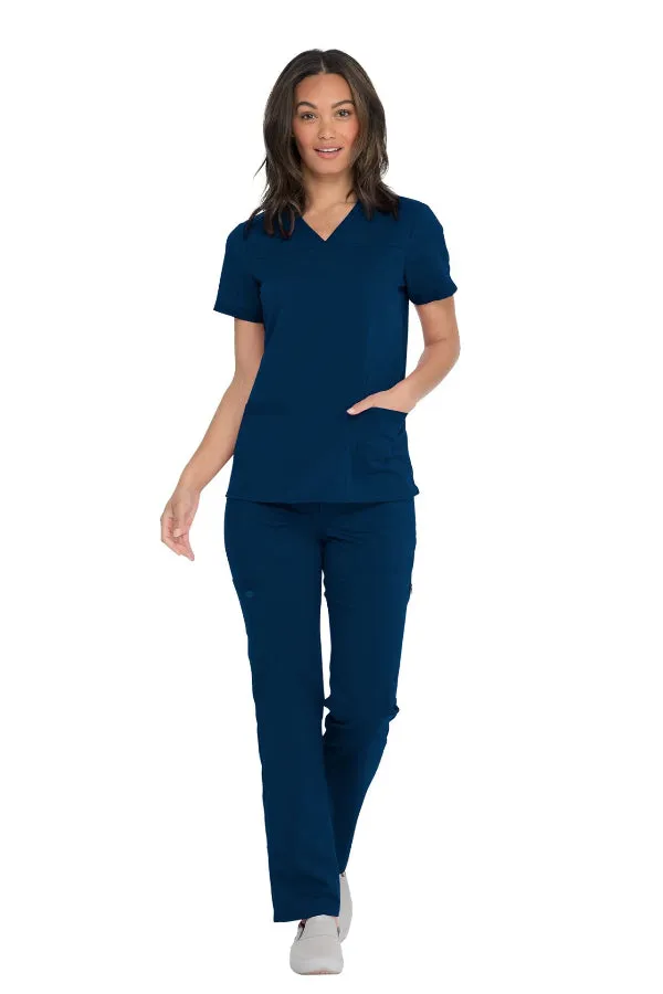 V-Neck Top With Rib Knit Panels