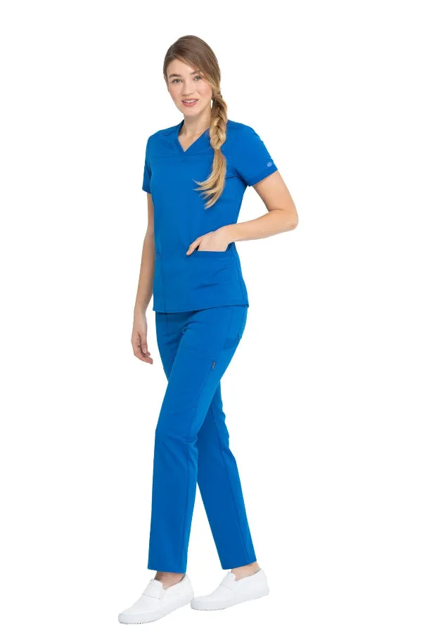 V-Neck Top With Rib Knit Panels