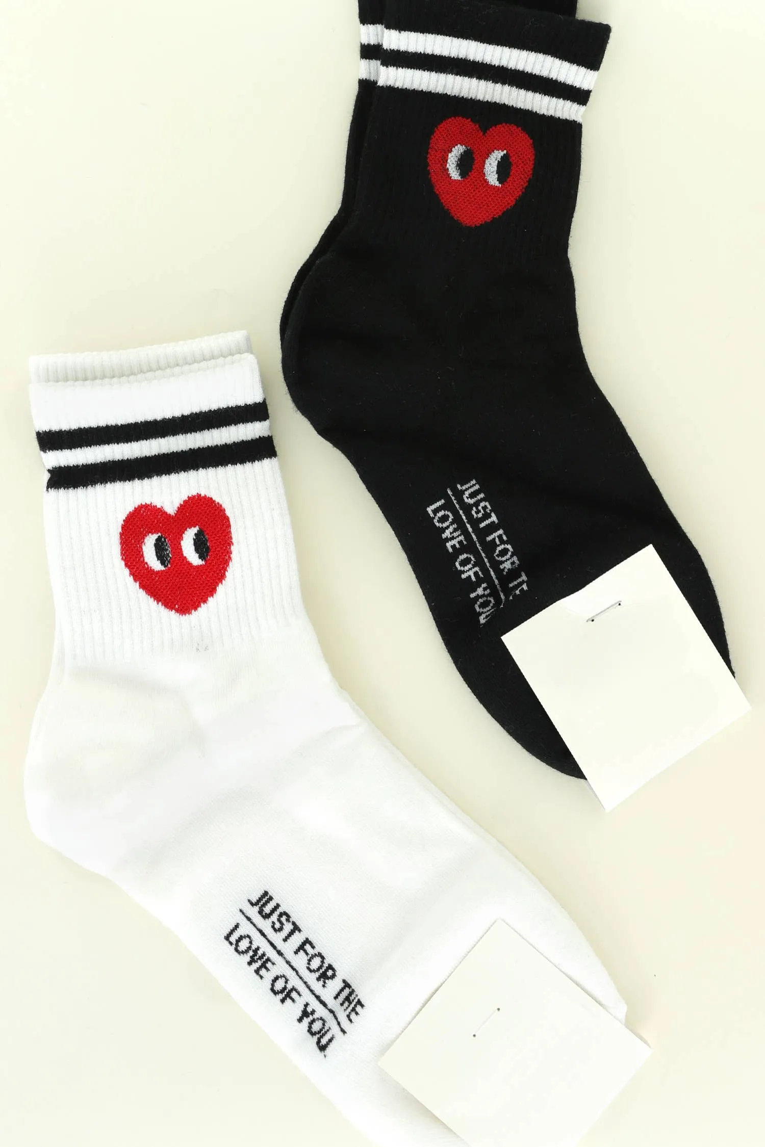 Valentines Day Knit Heart Face Striped Socks