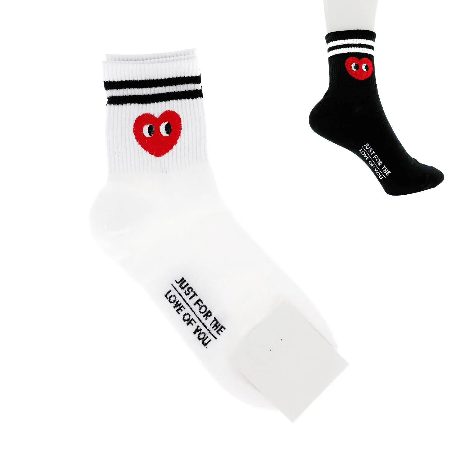 Valentines Day Knit Heart Face Striped Socks