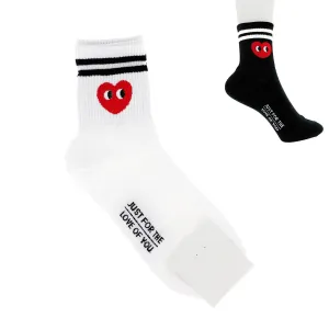 Valentines Day Knit Heart Face Striped Socks