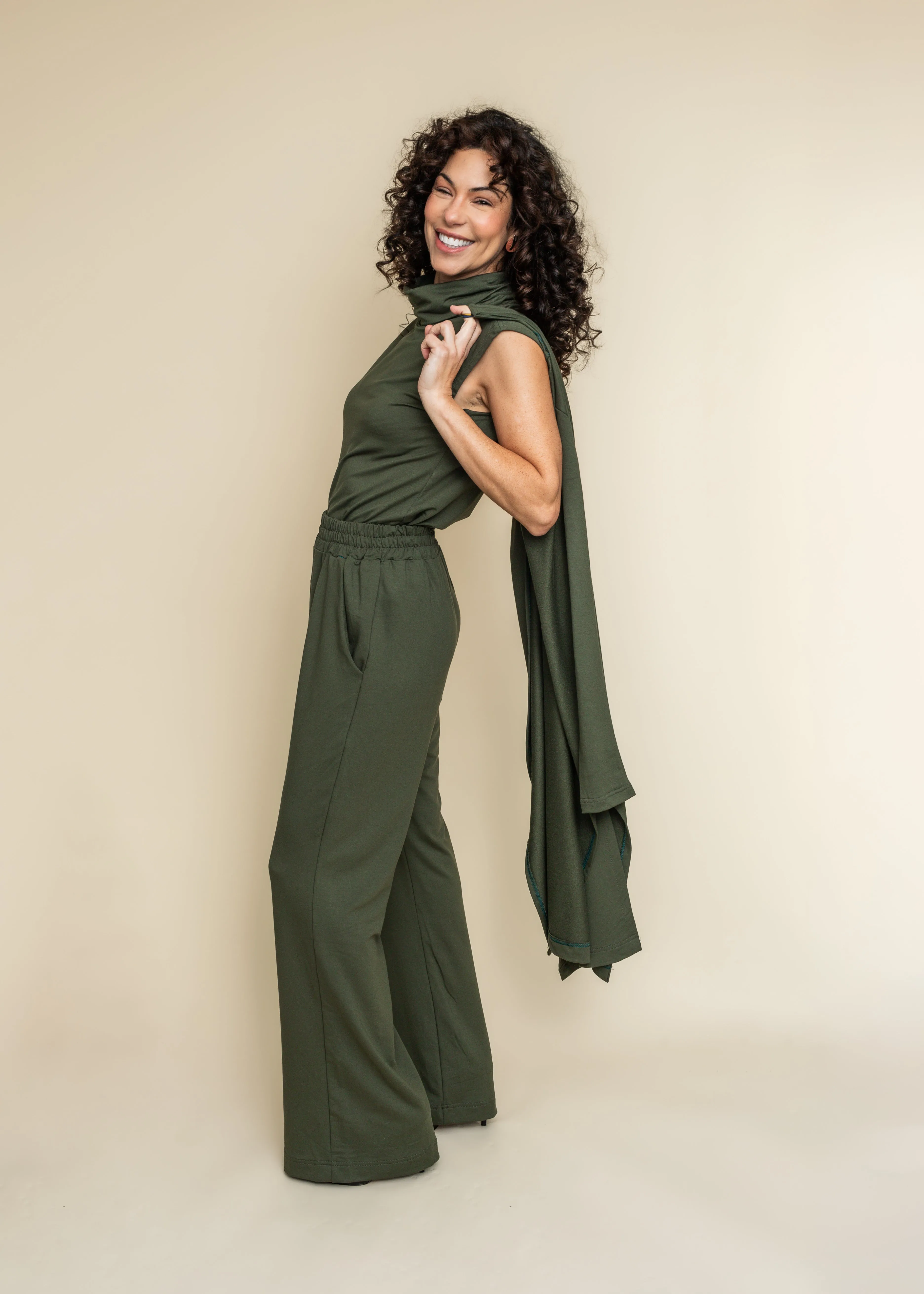 Valeria Three-piece set - Turtleneck, pants and open front coat set