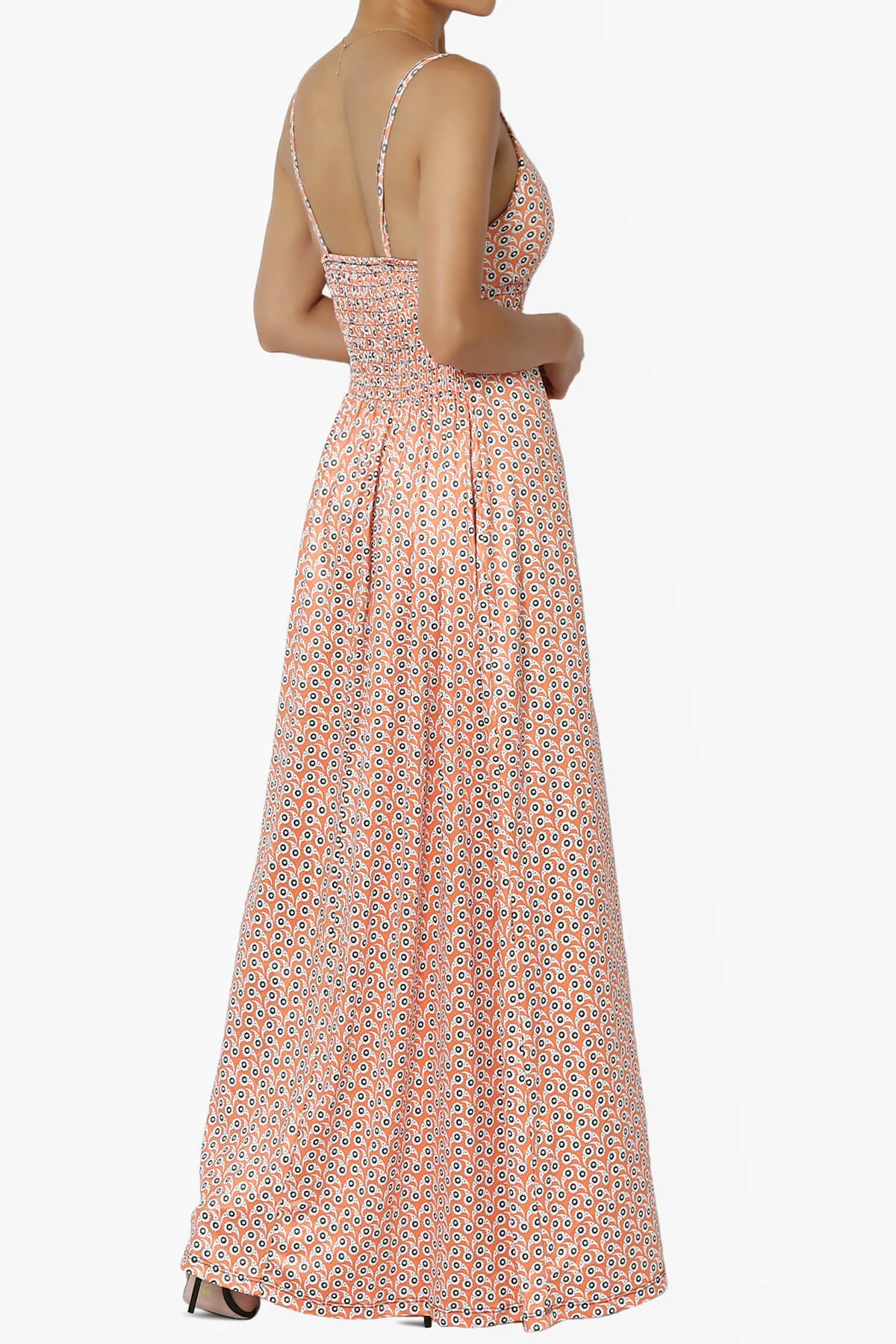Vector Floral Print Jersey Sleeveless Maxi Dress