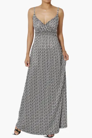 Vector Floral Print Jersey Sleeveless Maxi Dress