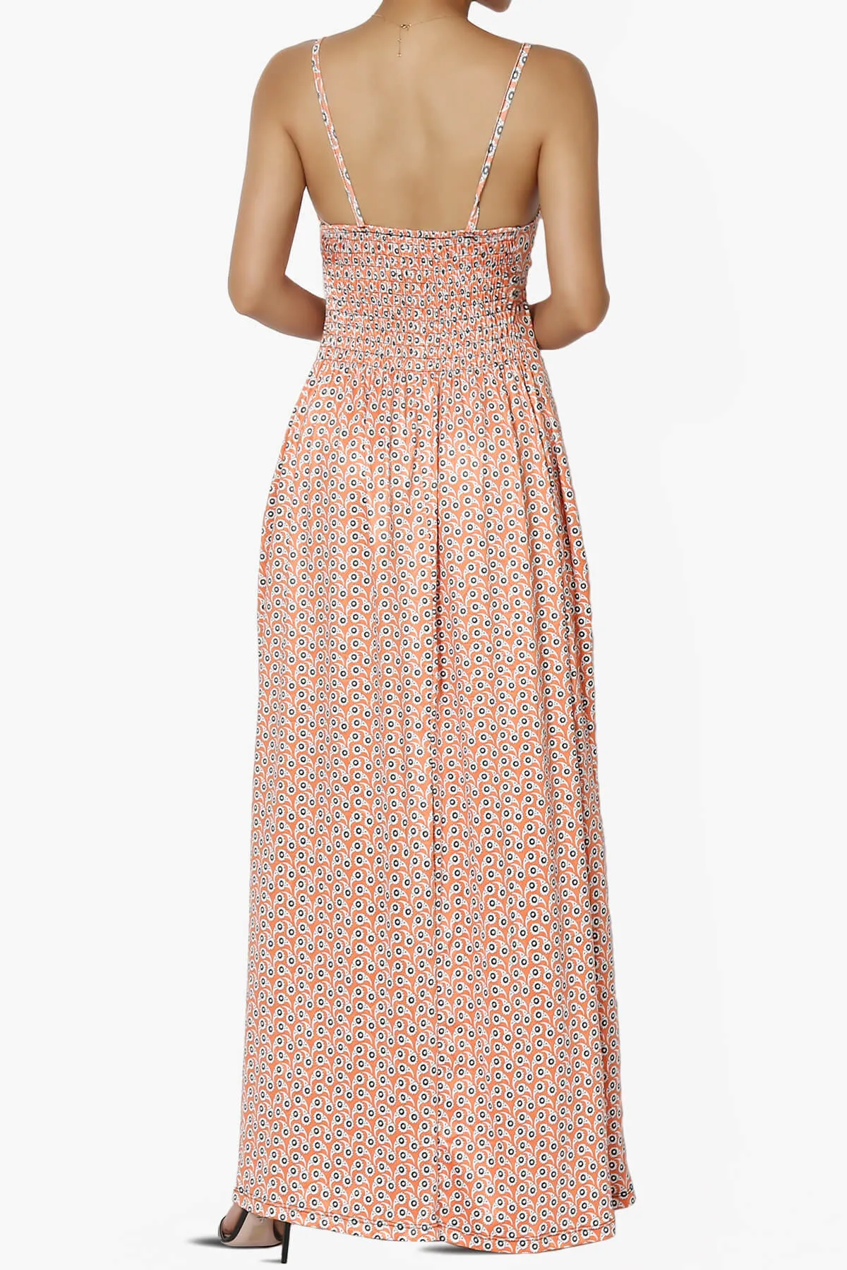 Vector Floral Print Jersey Sleeveless Maxi Dress