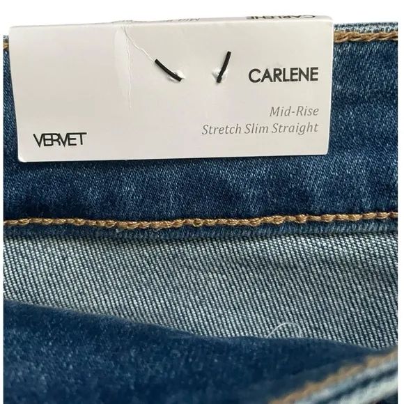 VERVET Carlene New Mid Rise Slim Straight Blue Jeans Women's Size 20 Distressed
