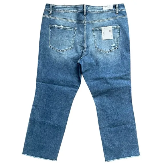VERVET Carlene New Mid Rise Slim Straight Blue Jeans Women's Size 20 Distressed