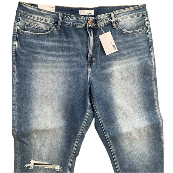 VERVET Carlene New Mid Rise Slim Straight Blue Jeans Women's Size 20 Distressed