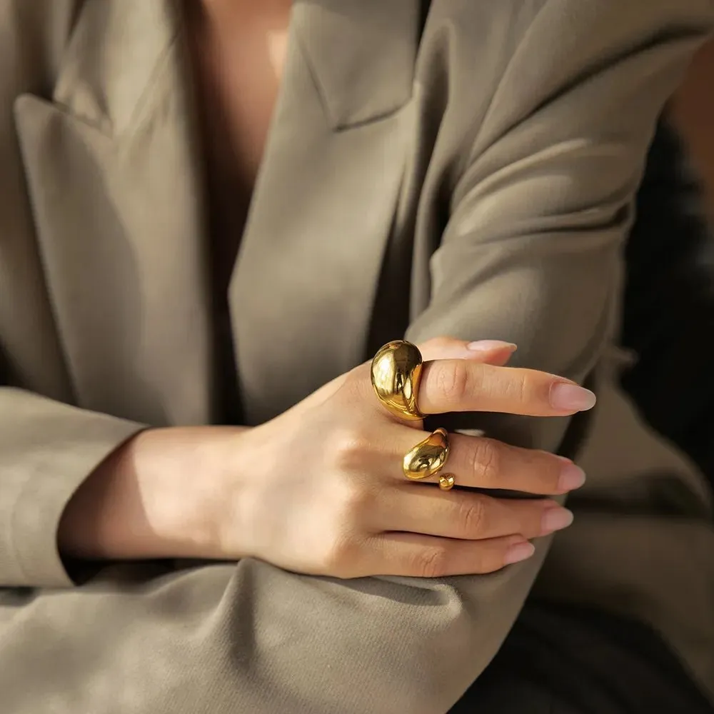 Vintage Hammer Wide Face Women's Ring