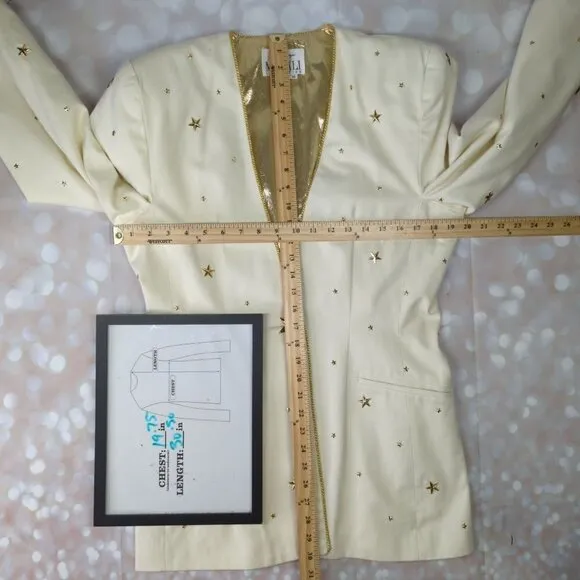 Vintage Magali Collection Gold Star Jacket/Skirt Set, Women's 10