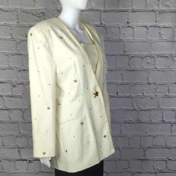 Vintage Magali Collection Gold Star Jacket/Skirt Set, Women's 10