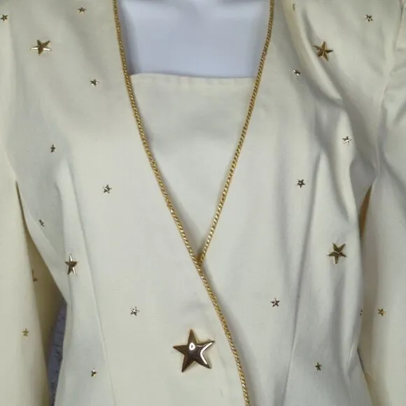 Vintage Magali Collection Gold Star Jacket/Skirt Set, Women's 10