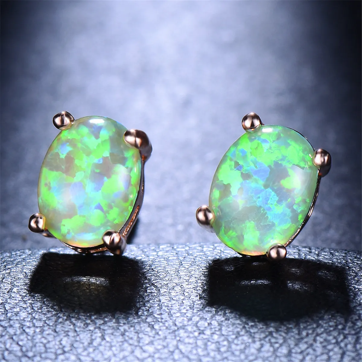 White Egg Opal & 18K Rose Gold-Plated Stud Earrings