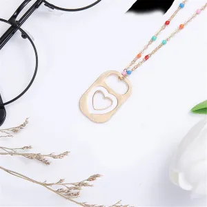 White Enamel & 18K Gold-Plated Heart Lock Pendant Necklace