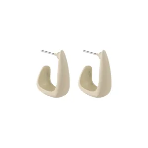 White Enamel & Silver-Plated U-Shape Huggie Earrings